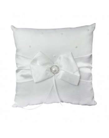 Elegant Satin Bowknot w/ Faux Pearl Rhinestone Wedding Bridal Ring ...