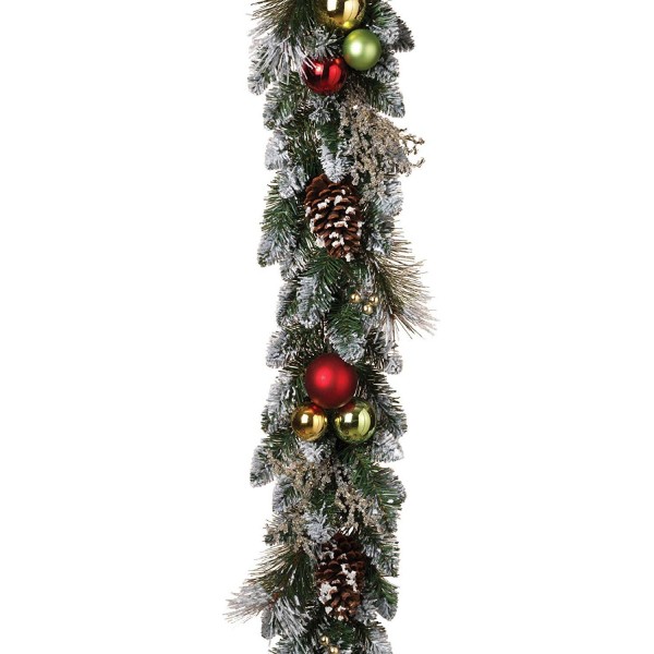 Flocked Christmas Garland Shatterproof Ornaments