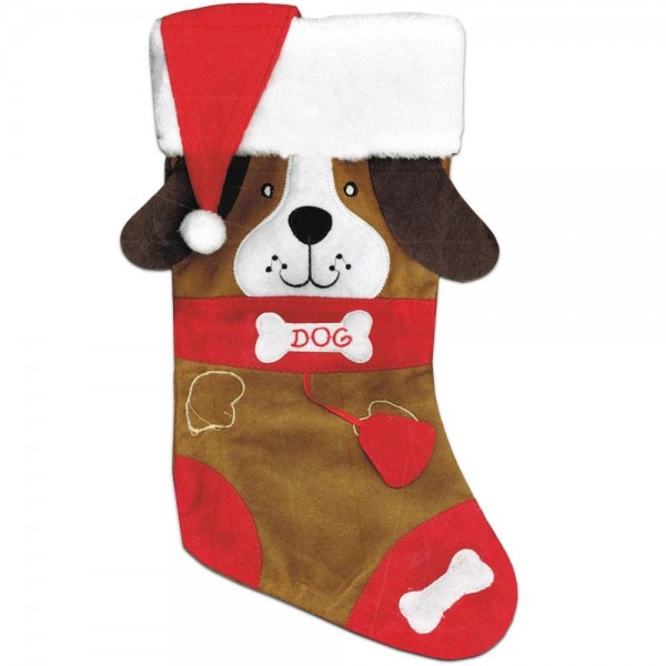Dog Christmas Stocking Embroidered Holiday