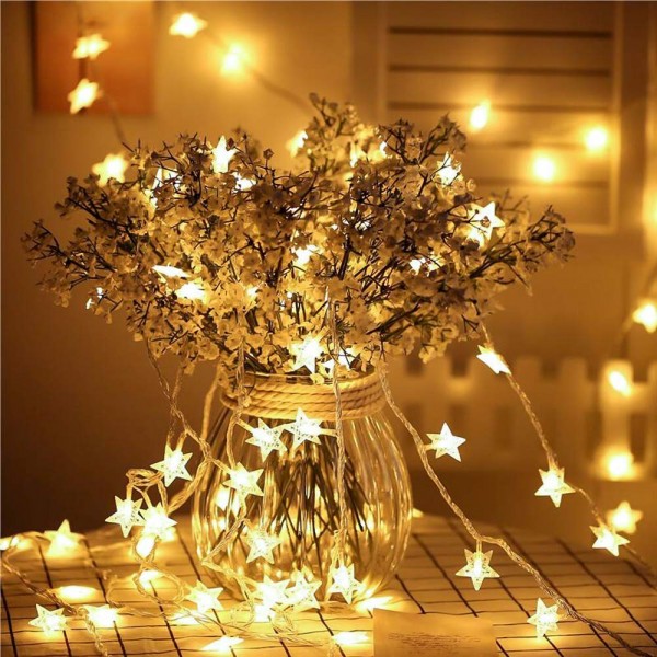 2pack 50LED Star String Lights 3 Lighting Modes for Christmas Wedding ...