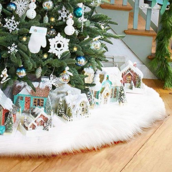 48 inch Christmas Tree Skirt Faux Fur Xmas Tree Skirt Christmas ...