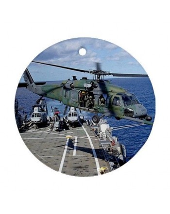 Helicopter Ornament round porcelain Christmas