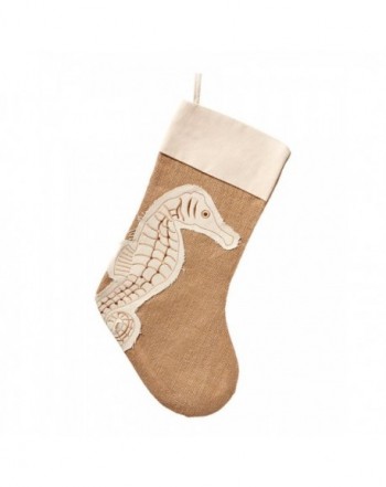 Coastal Appliqued Seahorse Christmas Stocking