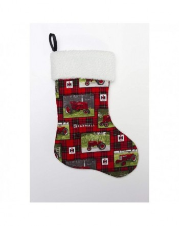 Farmall Tractor Christmas Stocking plaid