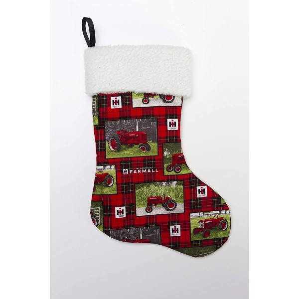 Farmall Tractor Christmas Stocking plaid