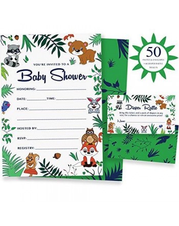 Woodland Shower Invitations Diaper Raffle