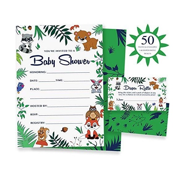 Woodland Shower Invitations Diaper Raffle Woodland Shower Invitations Diaper Raffle