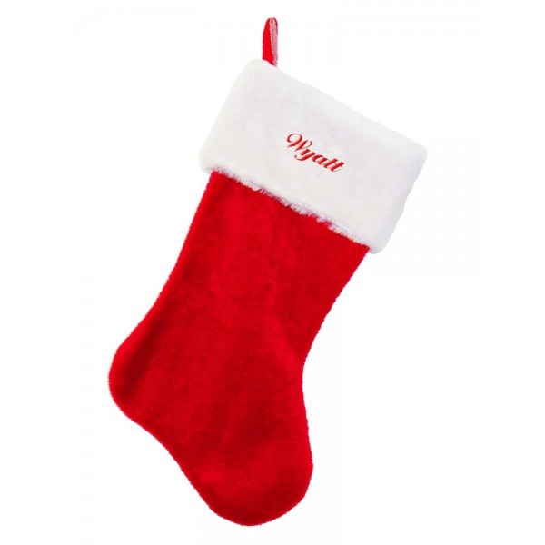 Wyatt Embroidered Plush Christmas Stocking