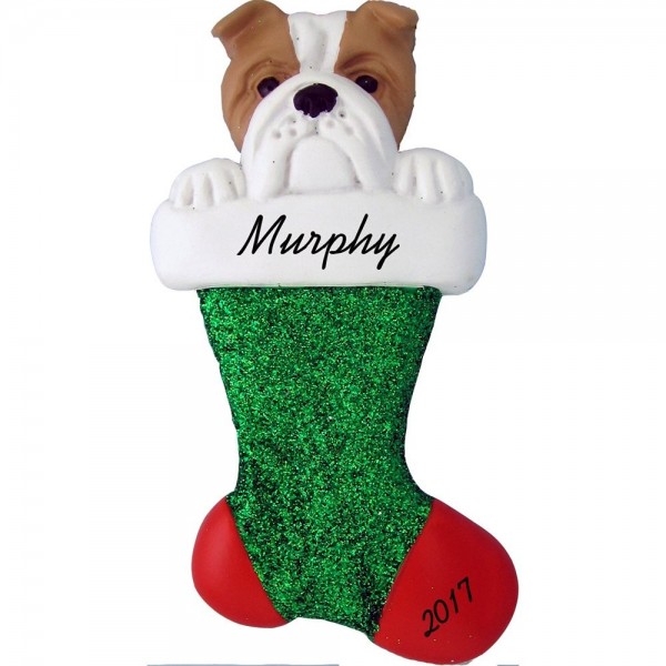 Stocking Personalized Christmas Ornament Bulldog