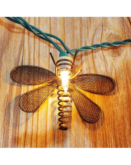 Christmas Lights Metal Dragonfly String Lights 10 Bulbs for Home Garden