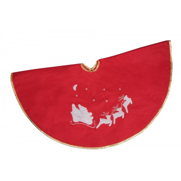 Red and White Santa Sleigh and Reindeer Tree Skirt Night Before ...
