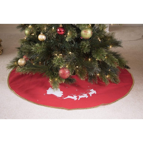 Red and White Santa Sleigh and Reindeer Tree Skirt Night Before ...
