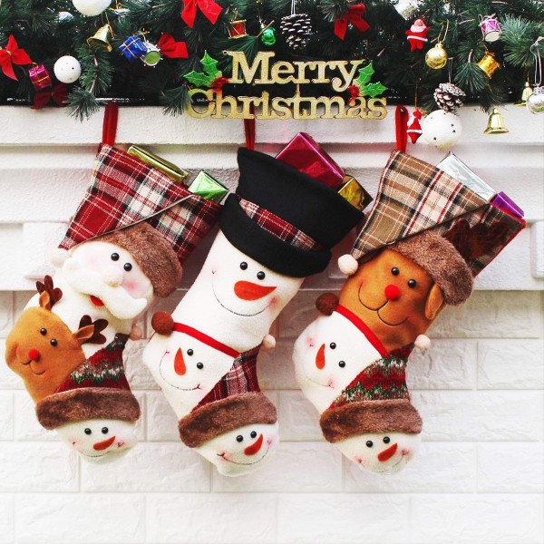 Christmas Stockings Reindeer Fireplace Decoration