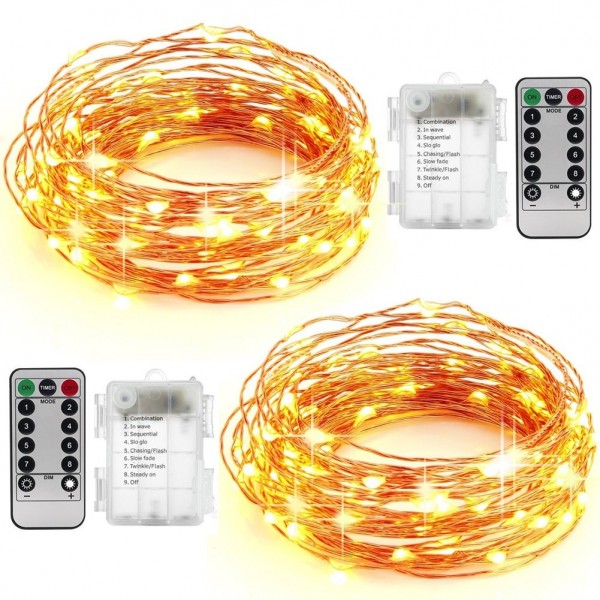 50 LED String Lights 16.4ft With Remote Control-Dimmable&Bright Lights ...