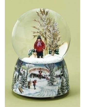 Merry Christmas Snowy Woodland Glitterdome