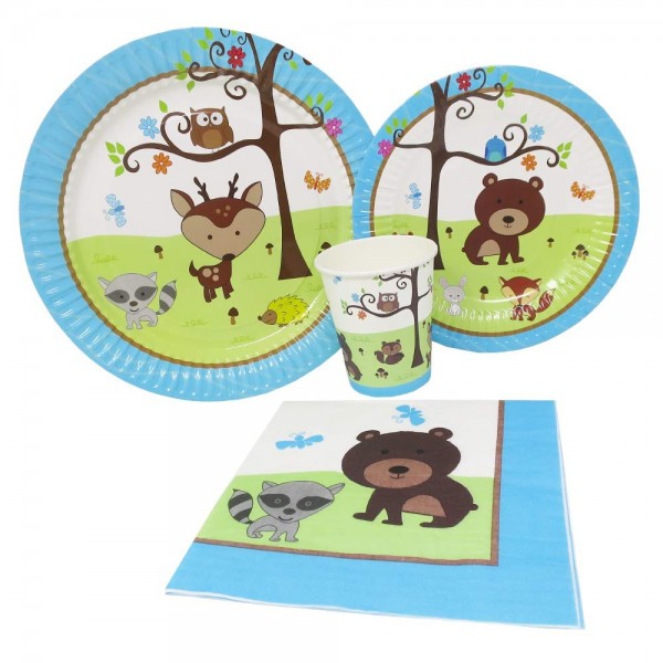 Woodland Standard Birthday Tableware Supplies Woodland Standard Birthday Tableware Supplies