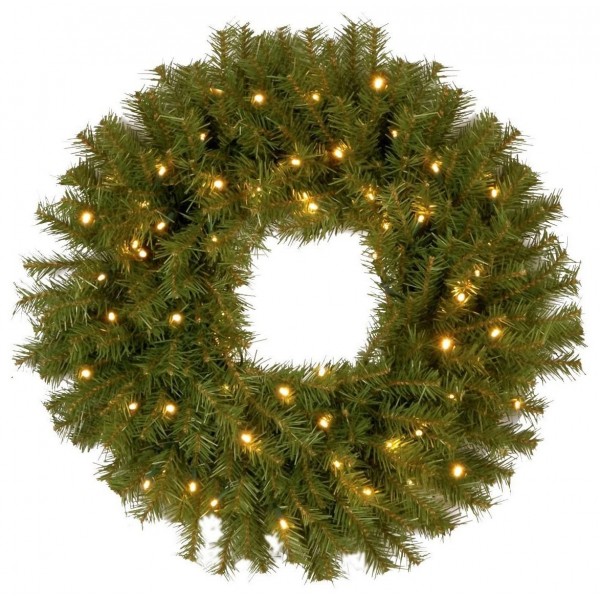 24 Inch Norwood Fir Wreath with 50 Battery Operated Dual LED Lights (NF ...