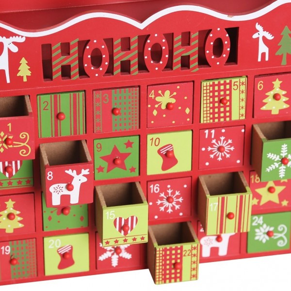 Christmas Wooden Advent Calendar with 24 Drawers for Christmas