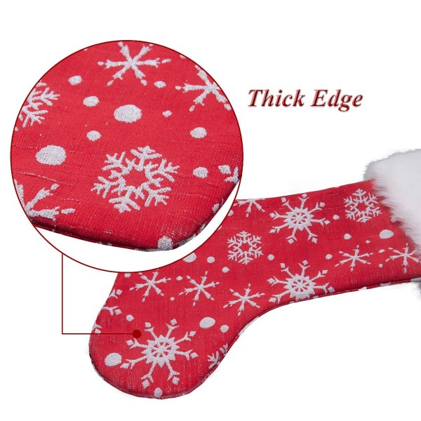 Red White Snow Pattern 21 Inches Christmas Stocking Double Layers Gift ...