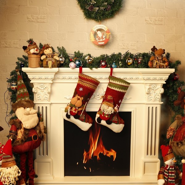 Cyber Monday Deal Classic Christmas Stocking Cute Santa Toys Burlap ...