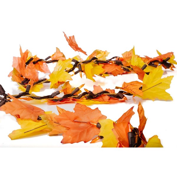 CraftMore Lighted Garland Autumn Leaves