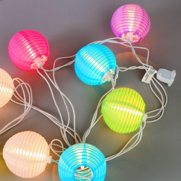 10 ft. Multicolor Outdoor String Light - 10 Mini Lanterns - 1 Plugin ...
