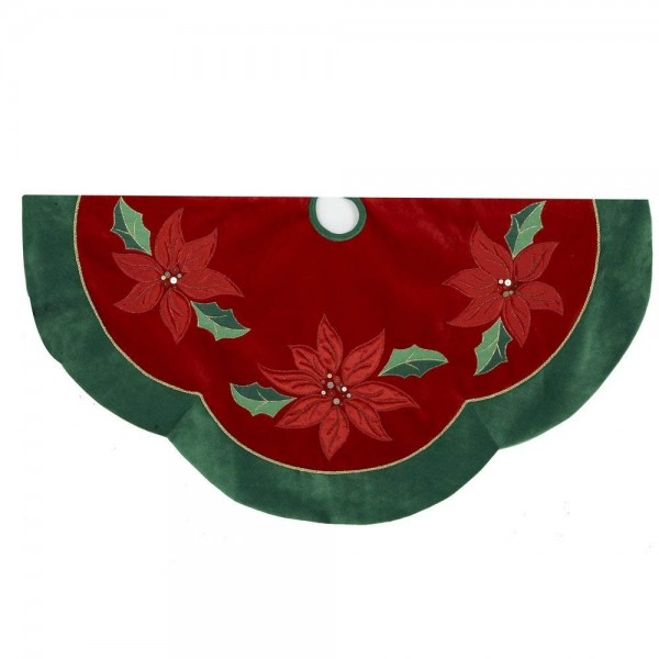 Kurt Adler Poinsettia Scalloped Treeskirt