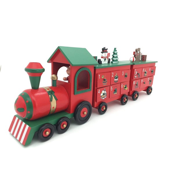 24 Inch Length Christmas Wooden Advent Calendar Train with Hand Painted ...