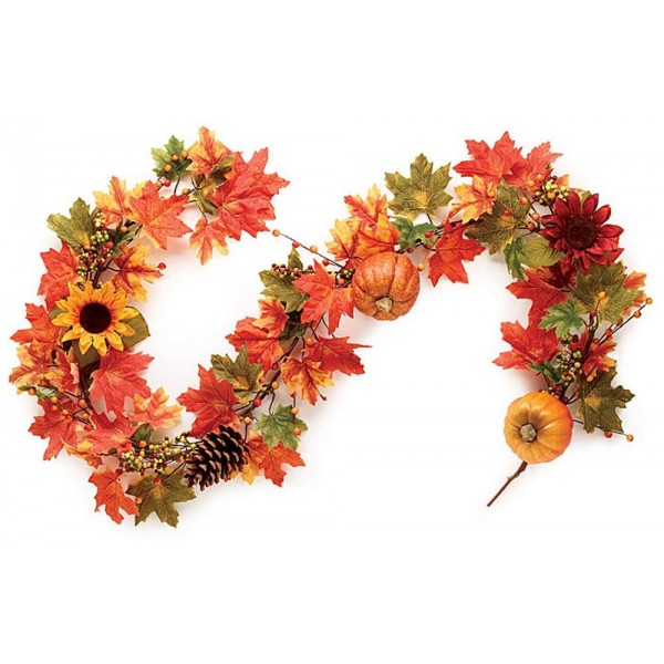 Garland Pumpkins Sunflowers Leaves Berries