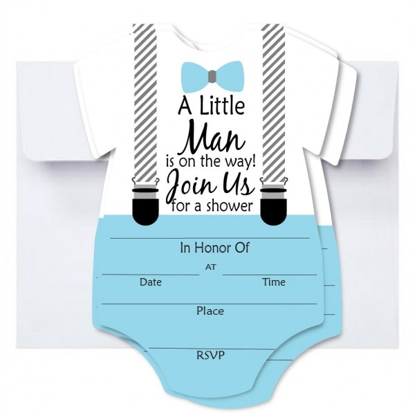Baby Blue and Gray Little Man Blank Fill in Invite Baby Shower ...