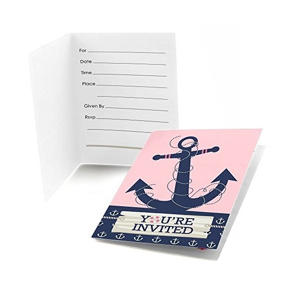 Ahoy Nautical Shower Birthday Invitations