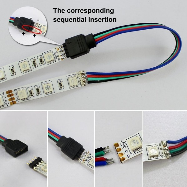 Led Light Strip Connector 4 Pin JST Cable for RGB Flexible LED Strip