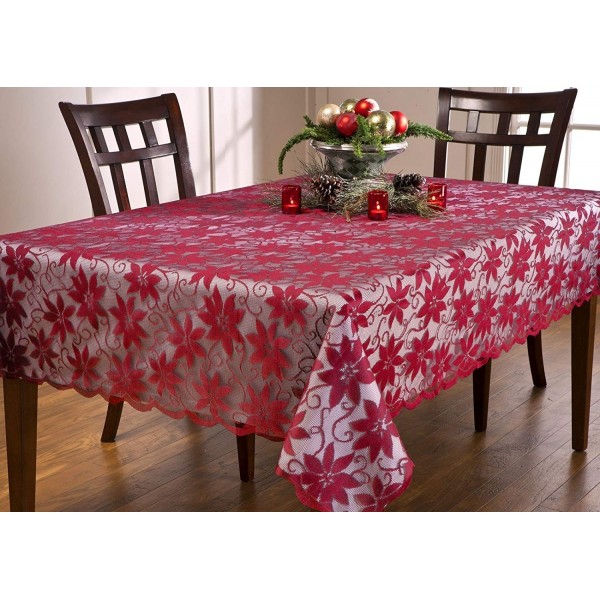 Christmas Boutique Poinsettia Ribbons Tablecloth