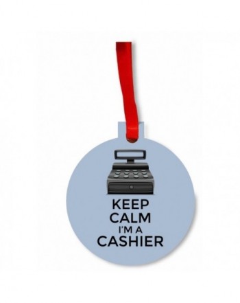 Cashier Round Hardboard Holiday Ornament