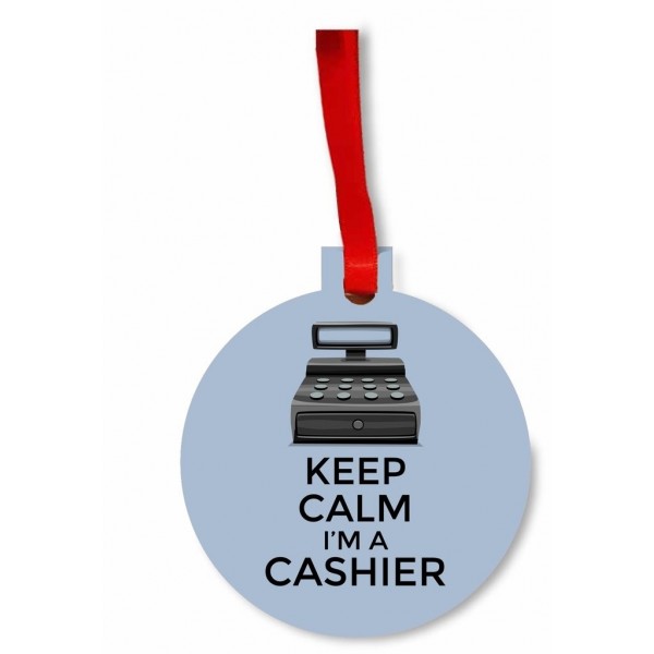 Cashier Round Hardboard Holiday Ornament