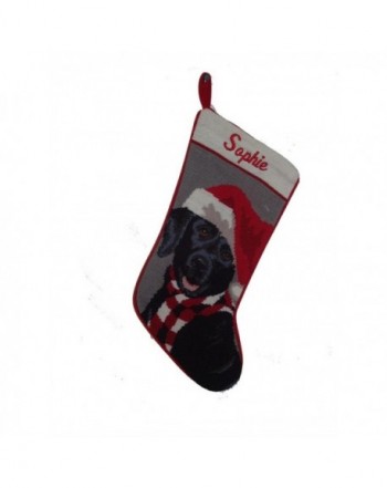 Needlepoint Christmas Dog Stocking Black Lab