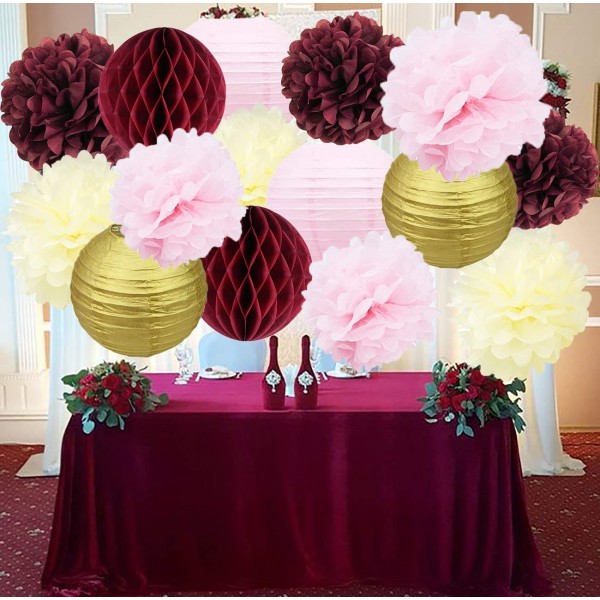 Decorations Burgundy Honeycomb Engagement Party