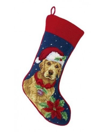 Golden Retriever Needlepoint Christmas Stocking