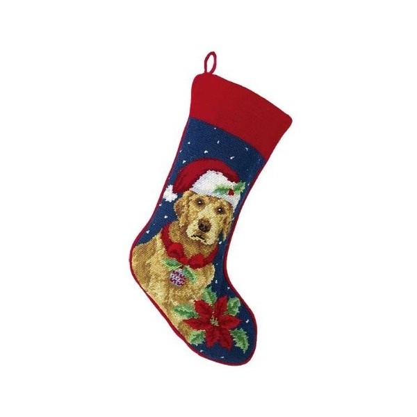 Golden Retriever Needlepoint Christmas Stocking