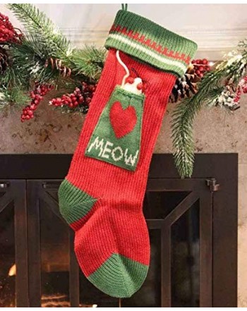 Cat Christmas Stocking Meow Knit