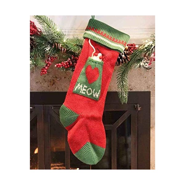 Cat Christmas Stocking Meow Knit