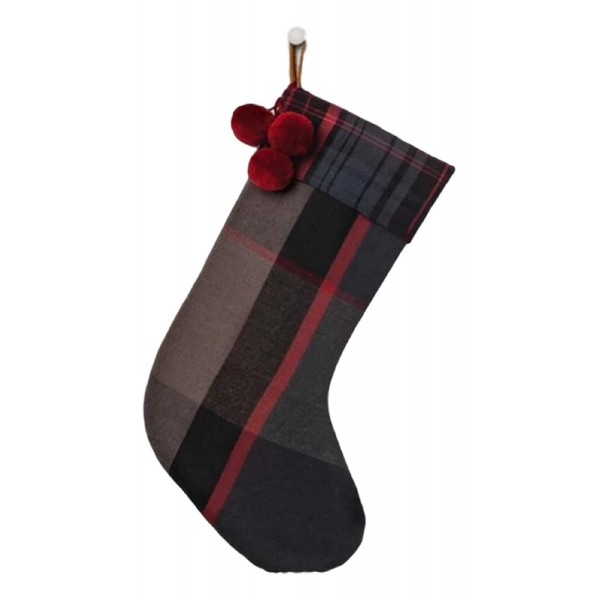 Christmas Plaid Holiday Stocking - Black and Red - CW18LKE5DE0
