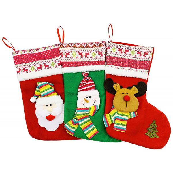 Christmas Stockings - 3 Pack Xmas Holiday Decoration Plush Cartoon ...