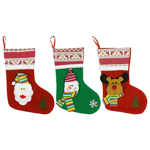 Christmas Stockings - 3 Pack Xmas Holiday Decoration Plush Cartoon ...