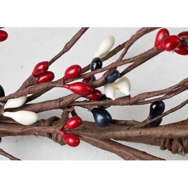Factory Direct Craft 54 Inch Americana Red and Blue Pip Berry Garland White 