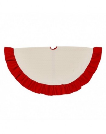 Christmas Tree Skirt - 42 inch - Red and Beige Large Holiday Christmas ...