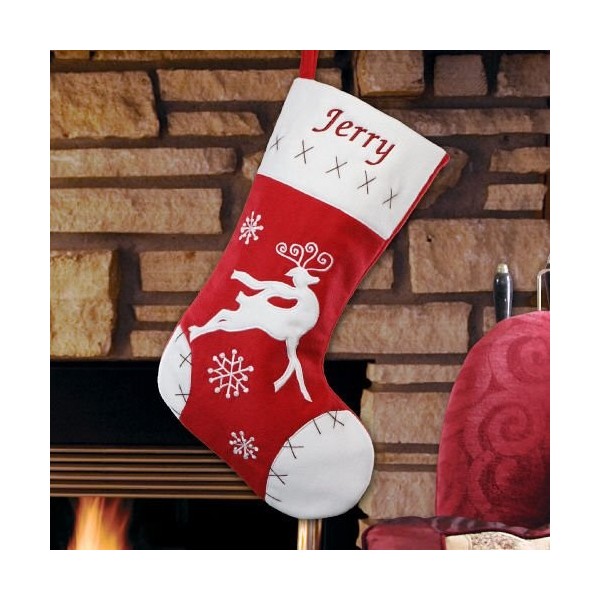 GiftsForYouNow Reindeer Personalized Christmas Stocking