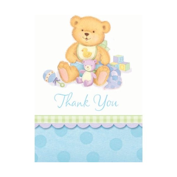 Precious Bear Blue Thank Cards