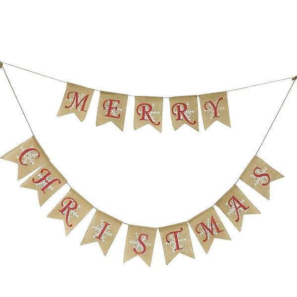 Natural Jute Burlap Merry Christmas Garlands Banner for Holiday ...