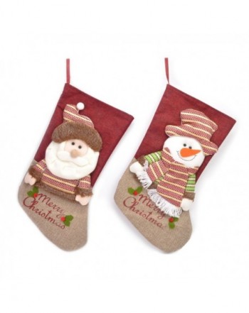 Evelyne GMT-10285 Holiday Season Christmas Stocking 2pcs Set Santa and Snowman